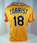 2015 Oakland Athletics A's Ben Zobrist #18 Game Used Gold Jersey