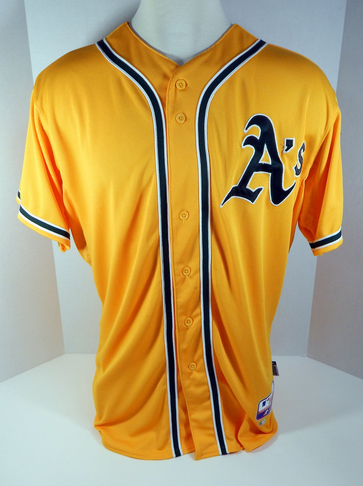 2015 Oakland Athletics A's Ben Zobrist #18 Game Used Gold Jersey Pic2