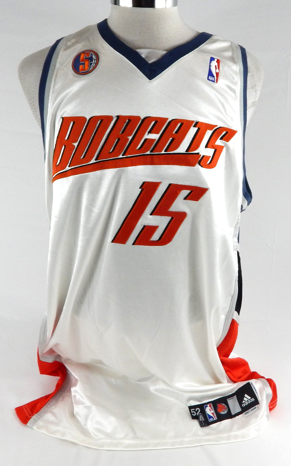2007-08 Charlotte Bobcats Ryan Hollins #15 Game Issued White Jersey 5 Patch 52 1