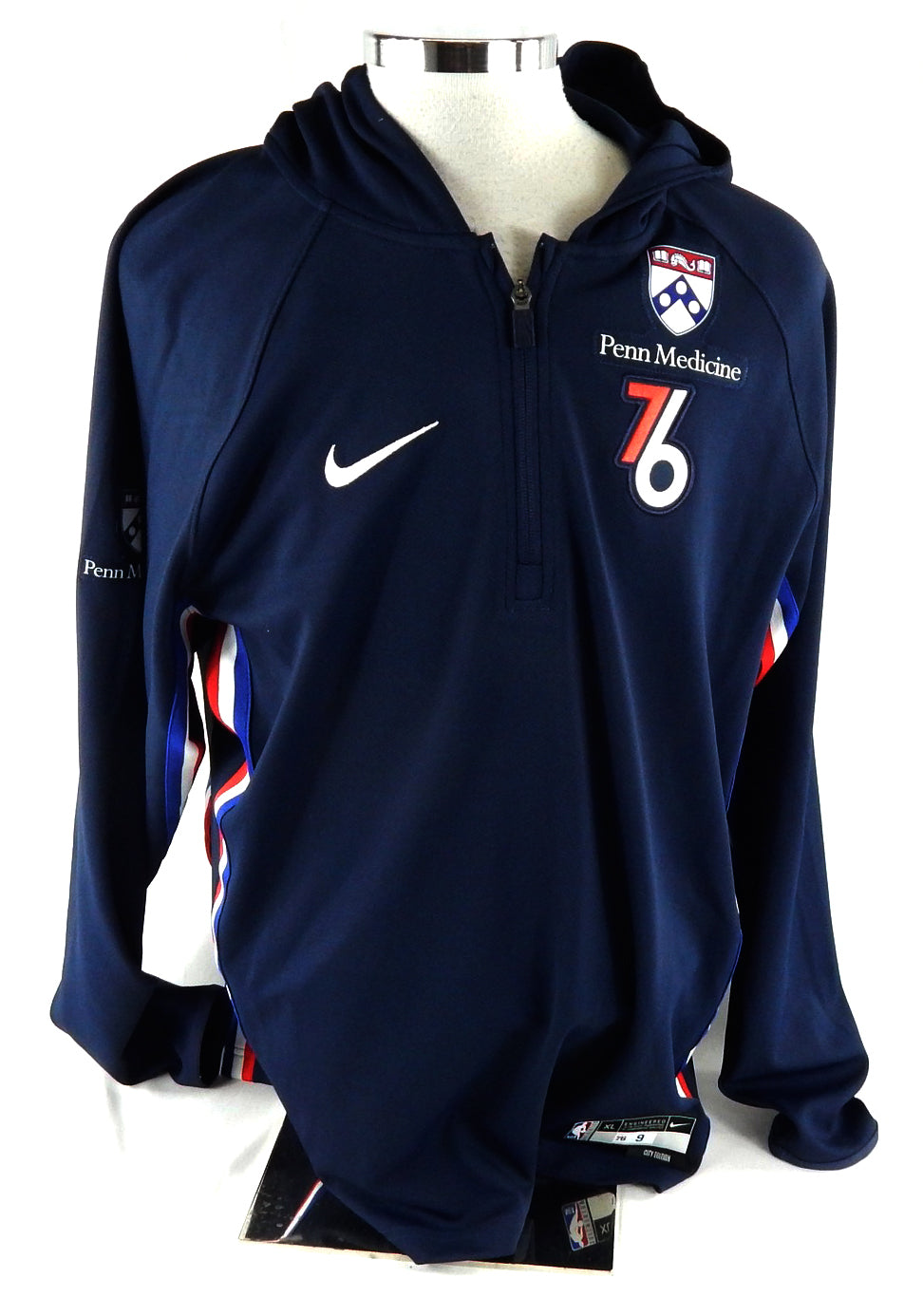 2025-26 Philadelphia 76ers Kelly Oubre Jr #9 Game Used Navy WarmUp Jacket City 5