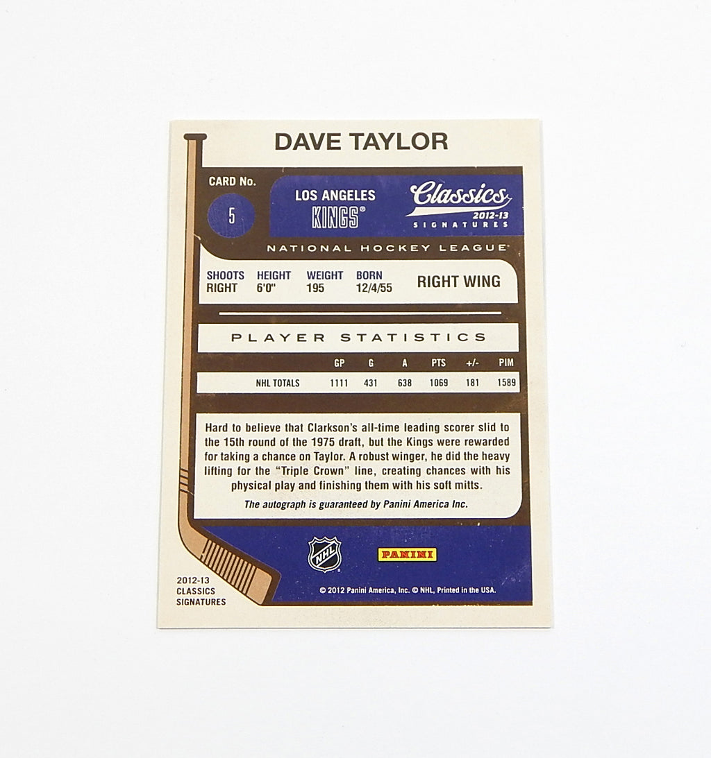 # 2012-13 Panini Classics Signatures Autographs Dave Taylor #5 On Card Auto Pic2