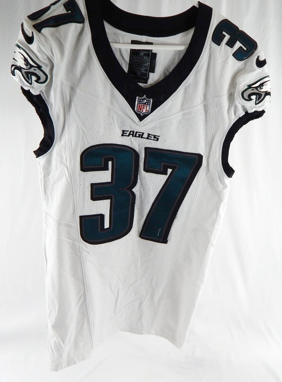 2023 Philadelphia Eagles Maxen Hook #37 Game Used White Jersey 38 958