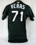 2001-02 Tampa Bay Devil Rays Jose Veras #71 Game Issued Green Jersey BP ST 6701