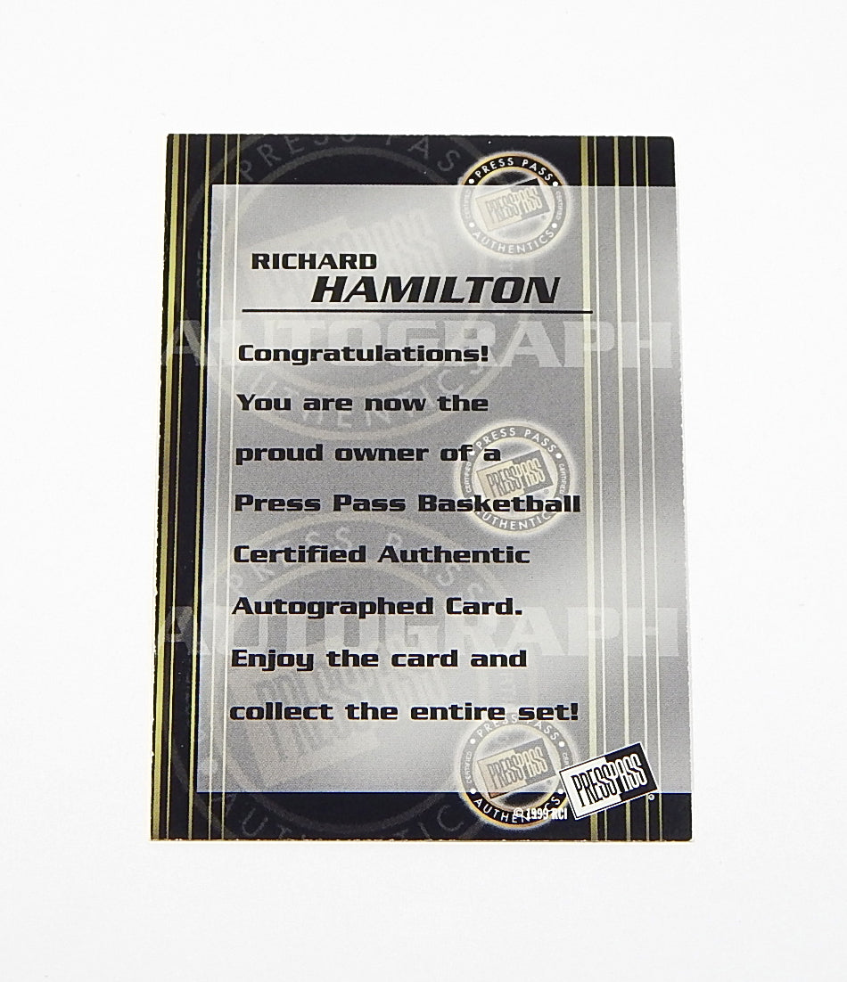 1999 Press Pass Authentics Autographs Rip Hamilton #6 On Card Auto Pic2