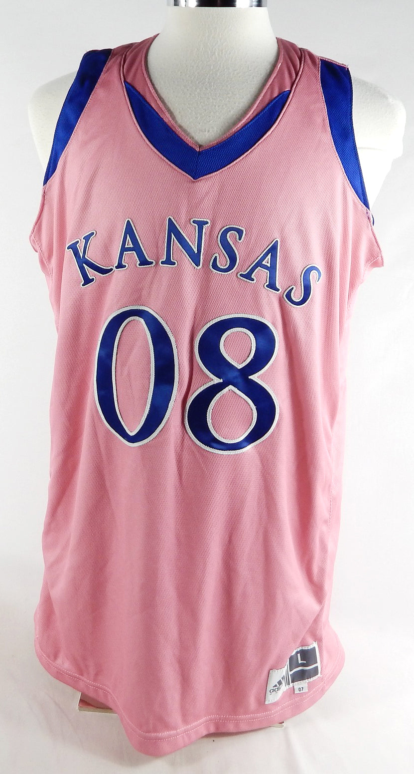 2007-08 Kansas Jayhawks #8 Game Issued Pink Jersey Salesman Sample L 929