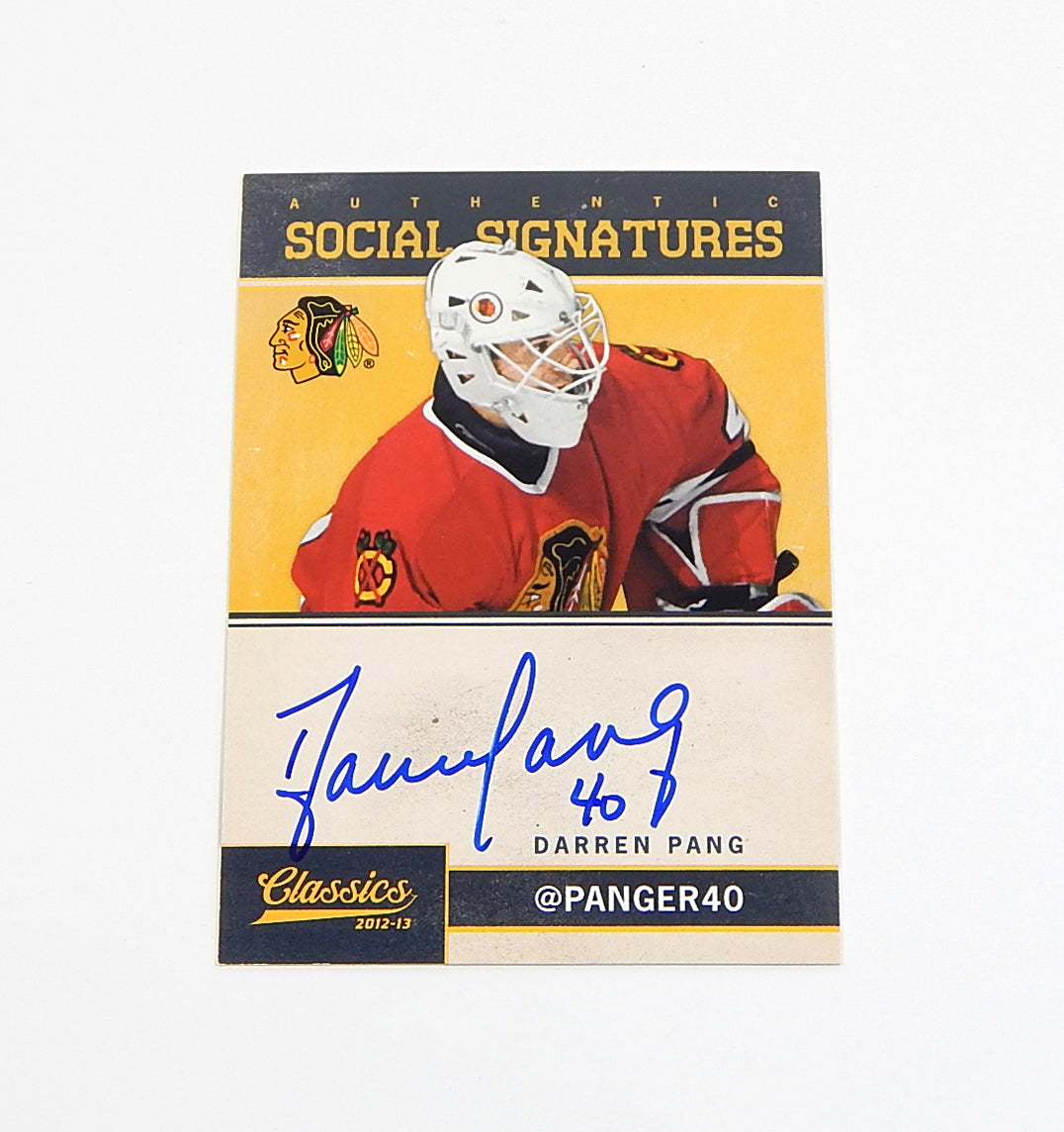 # 2012-13 Classics Signatures Social Signatures Darren Pang #SS-PAN On Card Auto