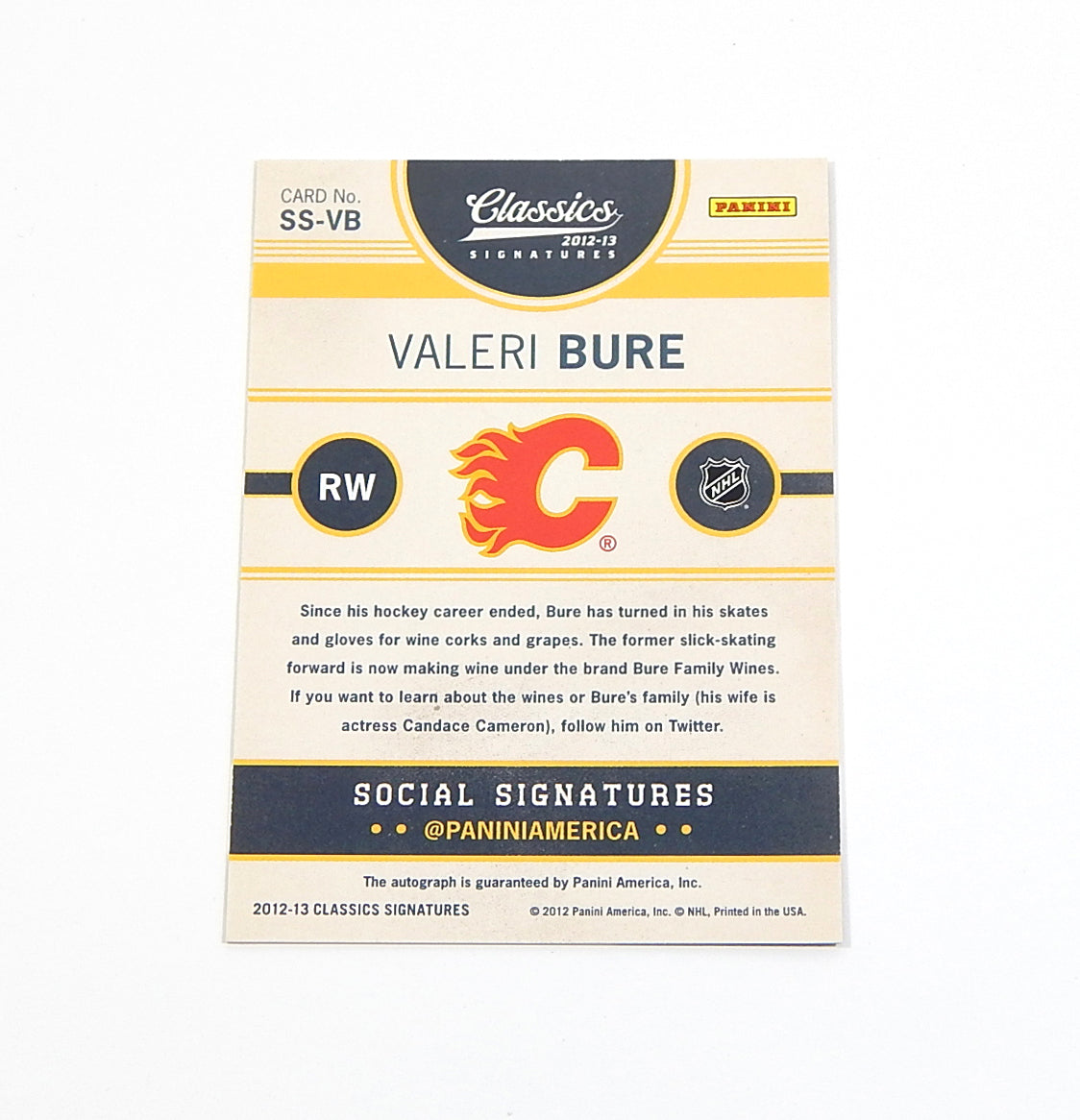 # 2012-13 Classics Signatures Social Signatures Valeri Bure #SS-VB On Card Auto Pic2