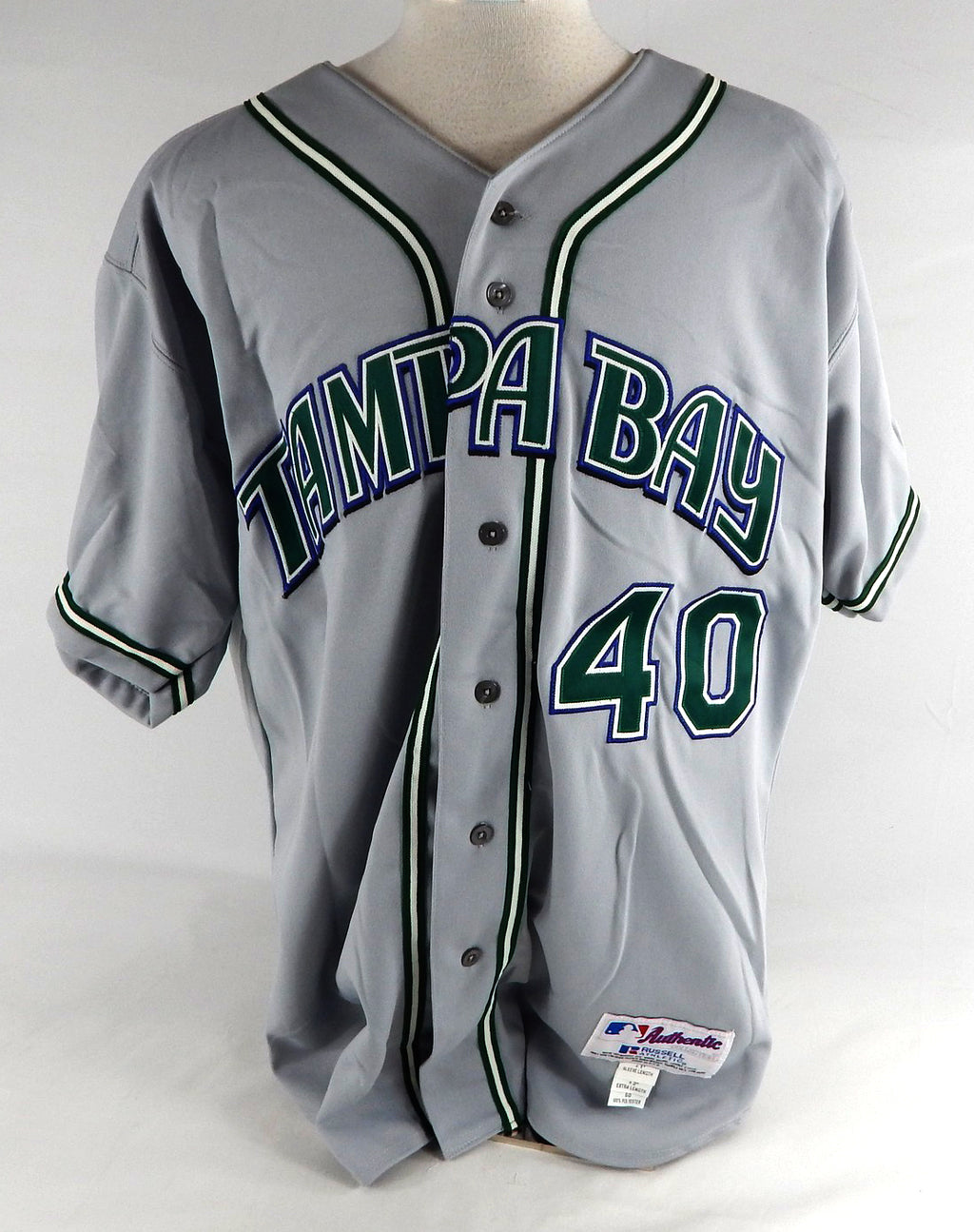 2003-04 Tampa Bay Devil Rays Doug Waechter #40 Game Issued Grey Jersey 50 492