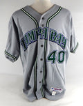 2003-04 Tampa Bay Devil Rays Doug Waechter #40 Game Issued Grey Jersey 50 492
