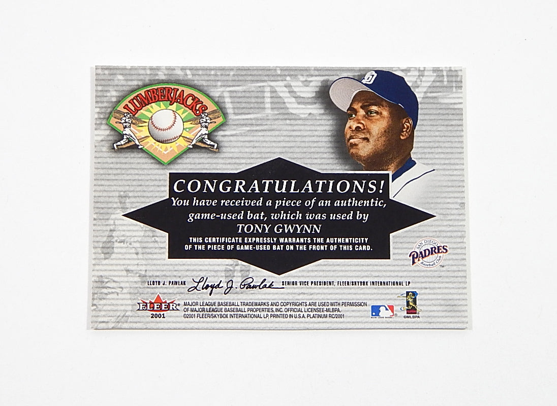 2001 Fleer Platinum Lumberjacks Tony Gwynn #15 Used Bat Pic2