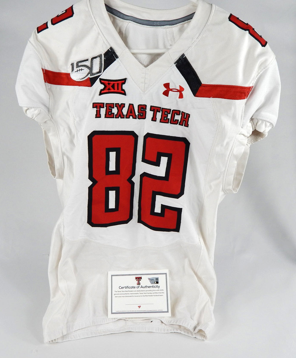 2018 Texas Tech Red Raiders #82 Game Issued Pos Used White Jersey 150 P NP R 64