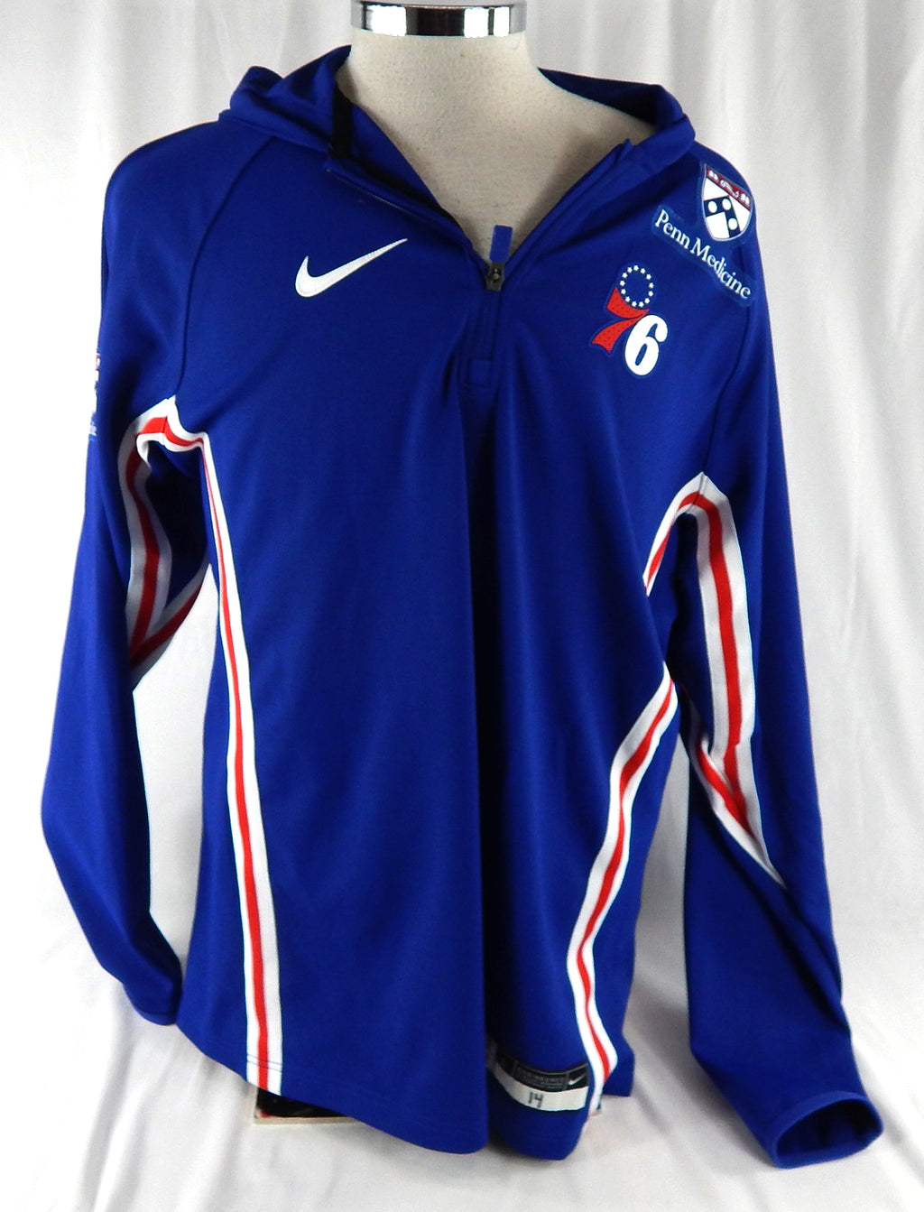 2025-26 Philadelphia 76ers Dalen Terry #14 Game Used Blue Warm Up Jacket L 449
