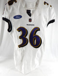 2022 Baltimore Ravens #36 Game Used White Practice Jersey Ford Patch NR R 38 698