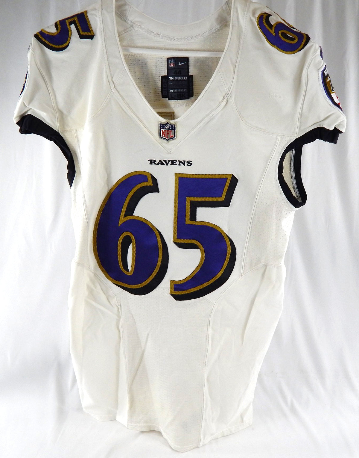2018 Baltimore Ravens Patrick Mekari #65 Game Used White Jersey 44 707