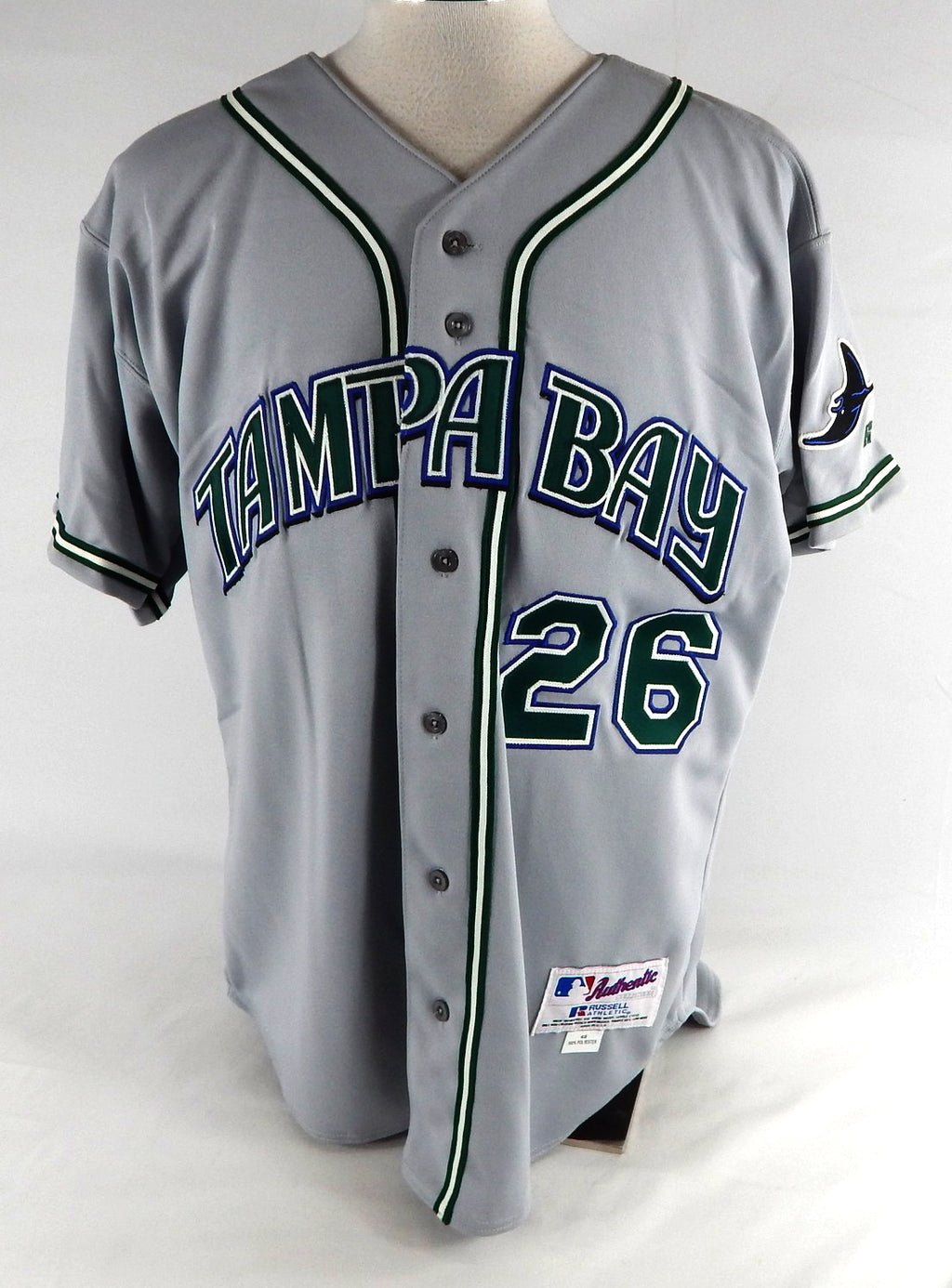 2003 Tampa Bay Devil Rays Jared Sandberg #26 Game Issued Grey Jersey 48 494