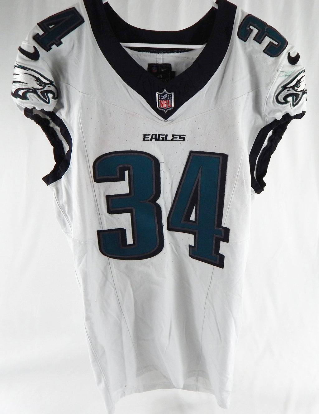 2024 Philadelphia Eagles Montrell Johnson Jr #34 Game Used White Jersey 40 962
