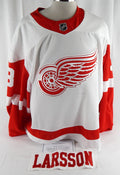 2017-23 Detroit Red Wings Filip Larsson #38 Game Used White Jersey NP Rem 6
