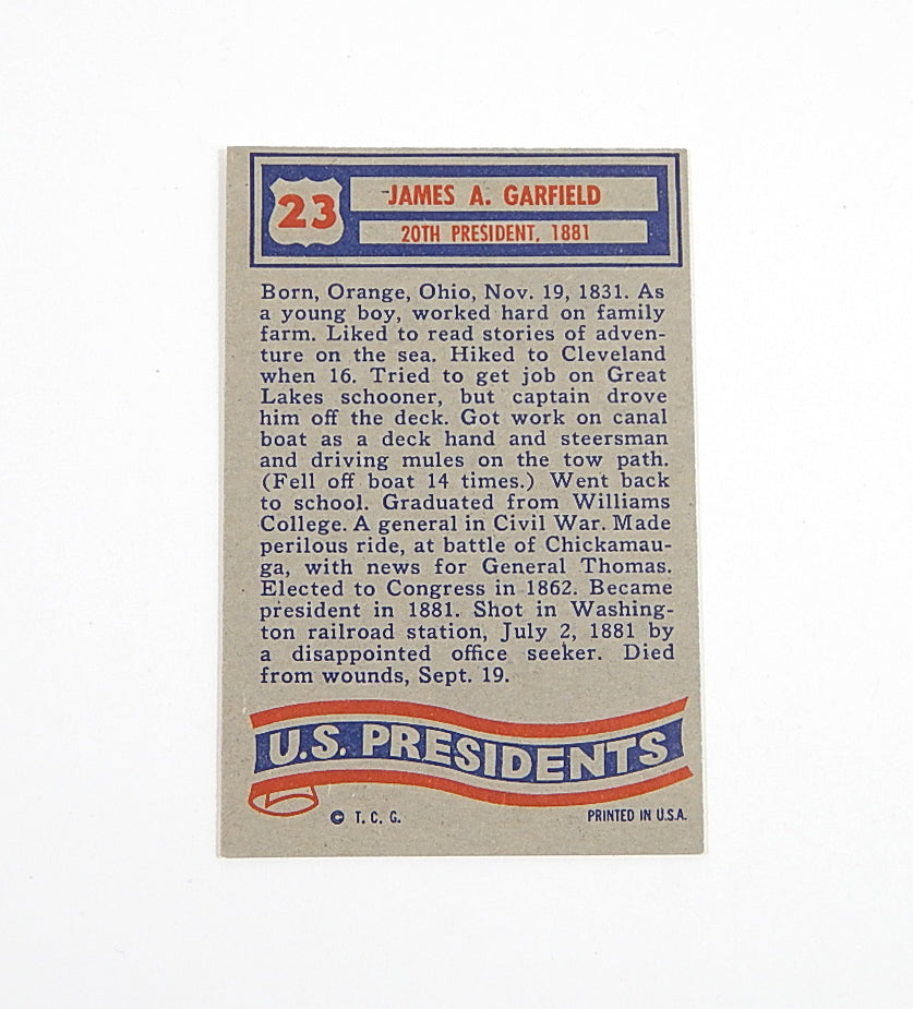 1956 Topps U.S. Presidents James A. Garfield #23 Ex/Mt Pic2