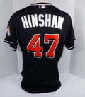 Miami Marlins Chad Hinshaw #47 Game Used Black Jersey Ext Spring Training 152