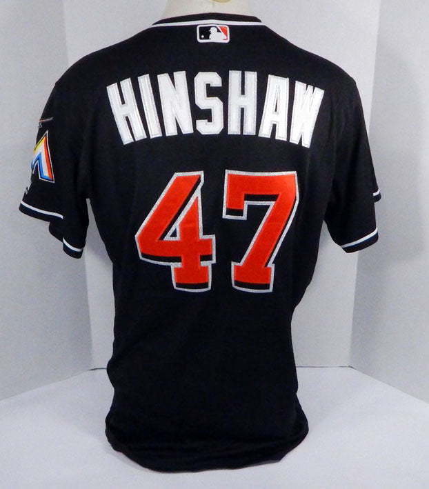 Miami Marlins Chad Hinshaw #47 Game Used Black Jersey Ext Spring Training 152