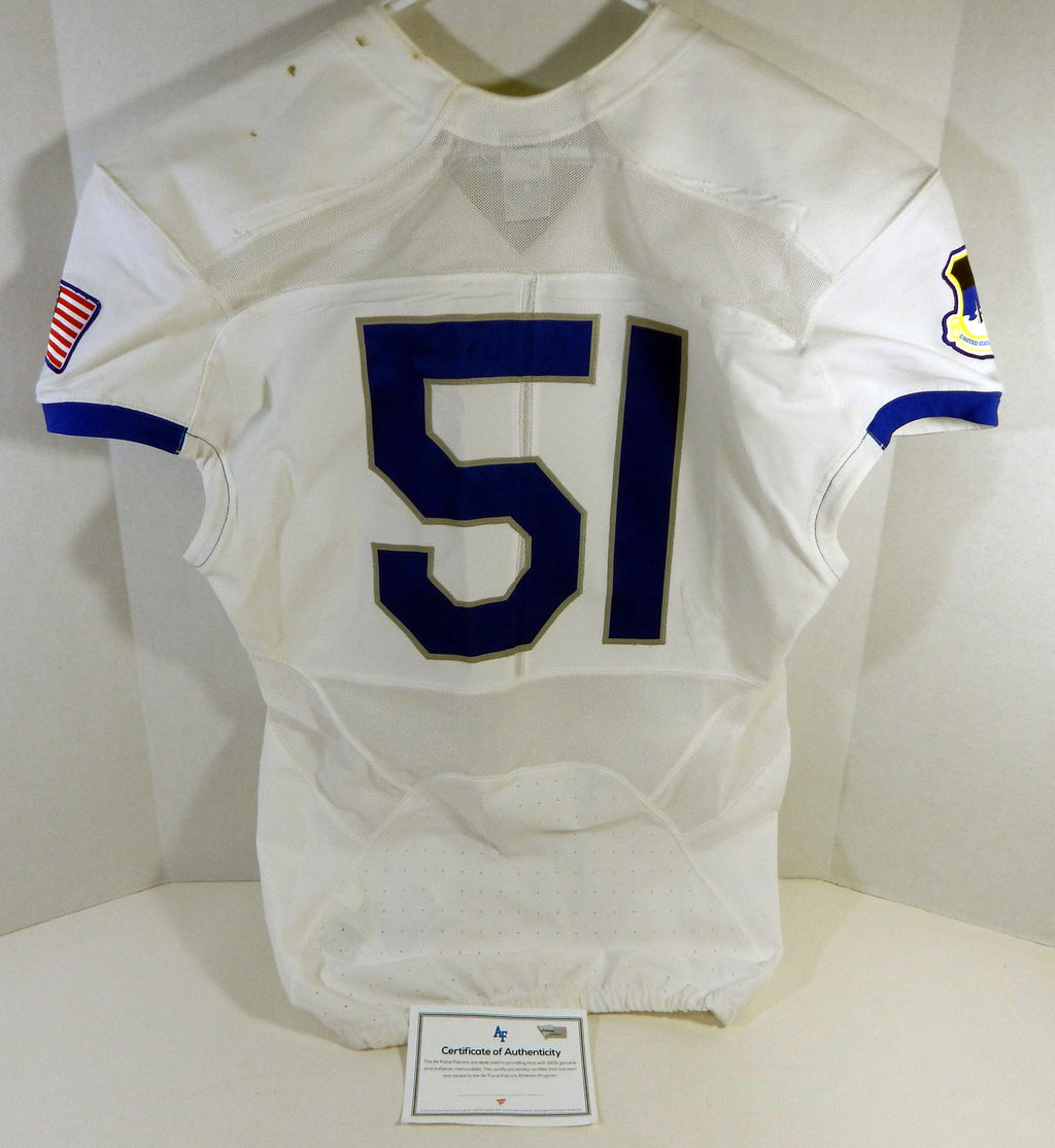 2015-18 Air Force Falcons #51 Game Used White Jersey Name Plate Removed L 360 Pic2