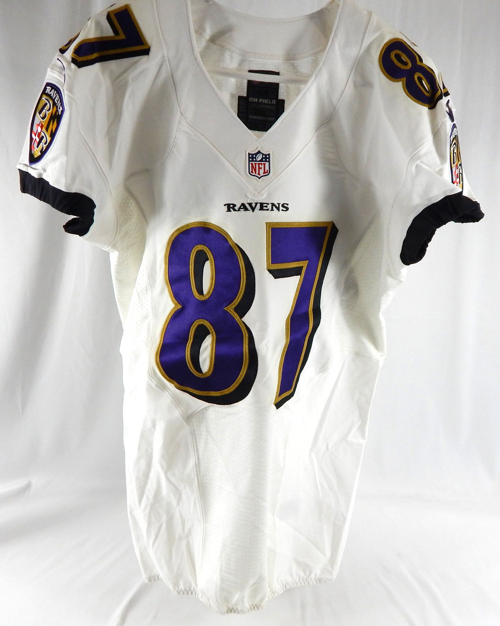 2013 Baltimore Ravens #87 Game Issued White Jersey 44 702