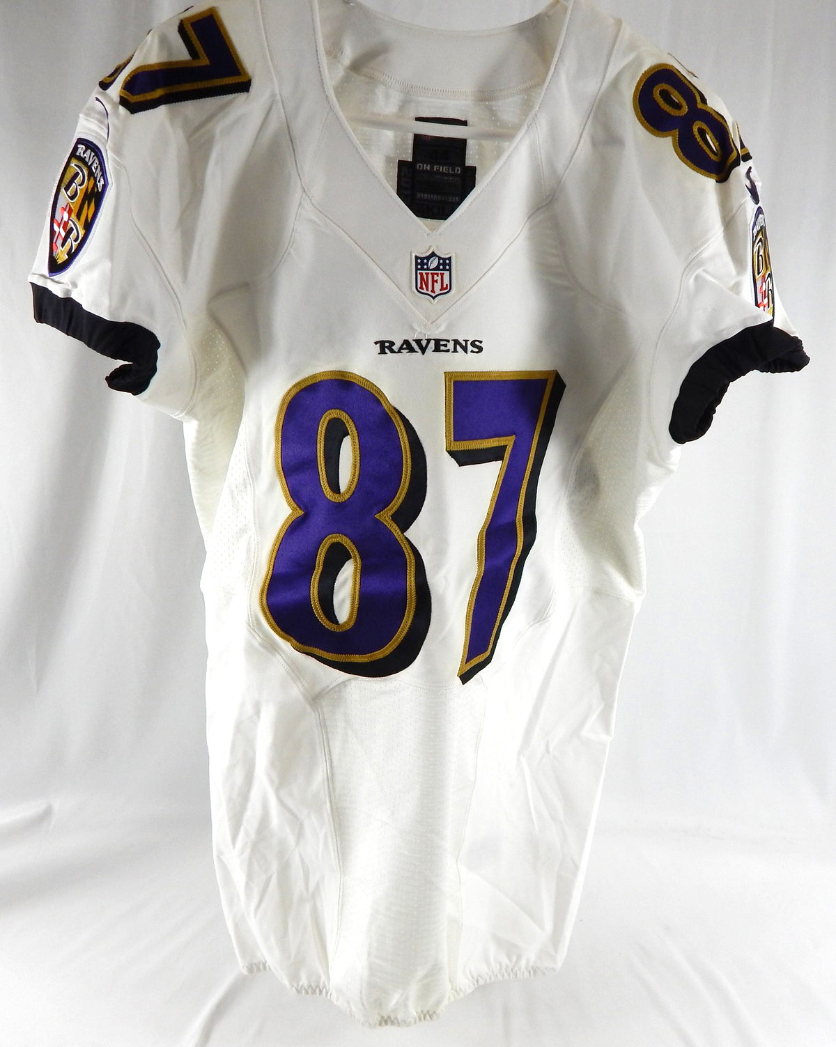 2013 Baltimore Ravens #87 Game Issued White Jersey 44 702