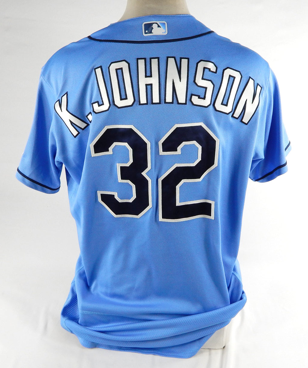 Tampa Bay Rays Kaleo Johnson #32 Game Used Blue Jersey ST BP DP72460