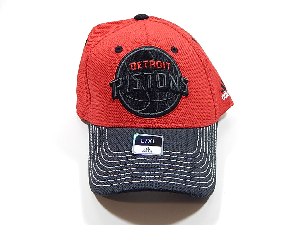 Detroit Pistons Logo Red Black Adidas Flexfit Hat Cap New Size L / XL Pic2