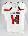 2018 Texas Tech Red Raiders #14 Game Issued Pos Used White Jersey NP R 44 172