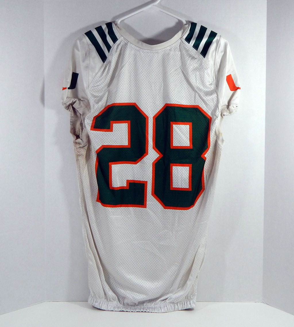 Miami Hurricanes #28 Game Used White Practice Jersey M DP27868 Pic2