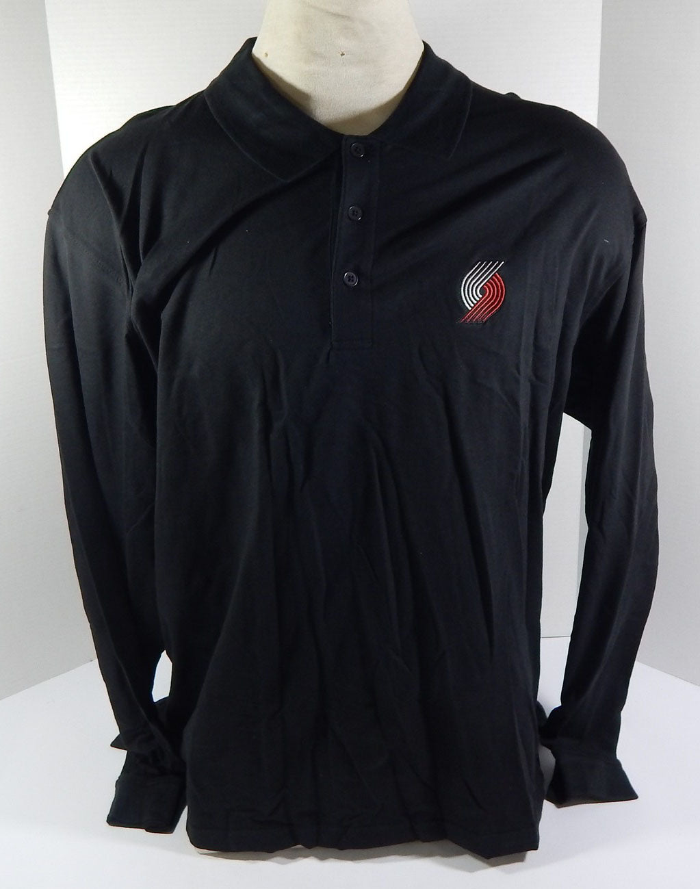 2000s Portland Trailblazers Team Issued Black Long Sleeve Polo Shirt XL DP54383