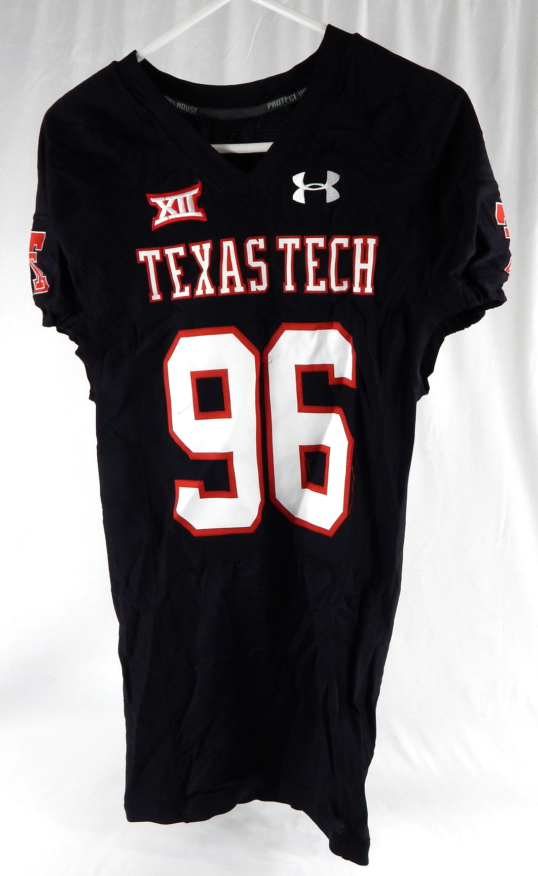 2014 Texas Tech Red Raiders #96 Game Used Black Jersey Football NP Rem 44 110