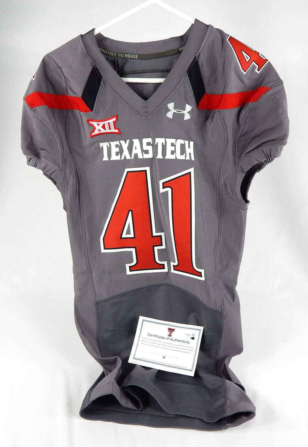 2014 Texas Tech Red Raiders #41 Game Issued Pos Used Grey Jersey NP R 44 DP69175