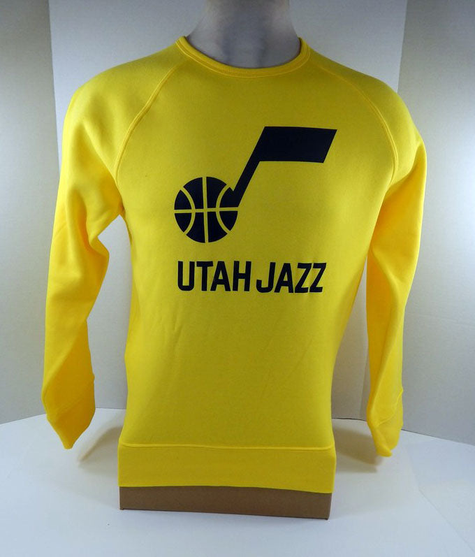Men's Utah Jazz Authentic Yellow Crewneck Sweatshirt Sportique NWT M 238S