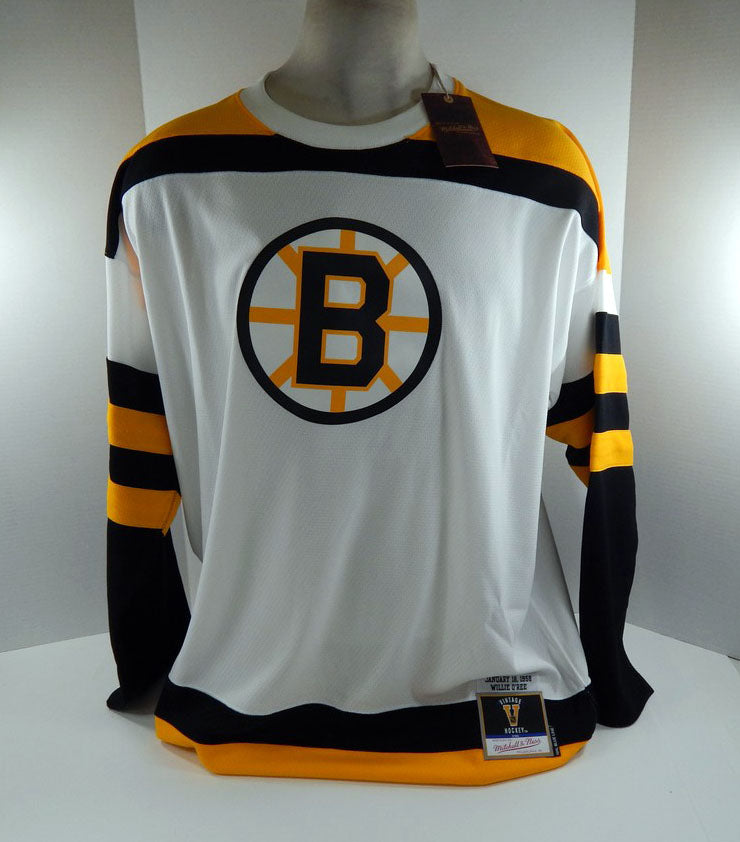 Mens Boston Bruins Willie O'Ree #18 White Jersey Blue Line Mitchell Ness NWT M 8