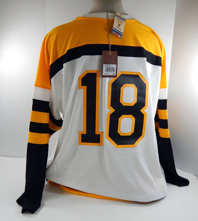 Men Boston Bruins Willie O'Ree #18 White Jersey Blue Line Mitchell Nes NWT 4XL 1 Pic2