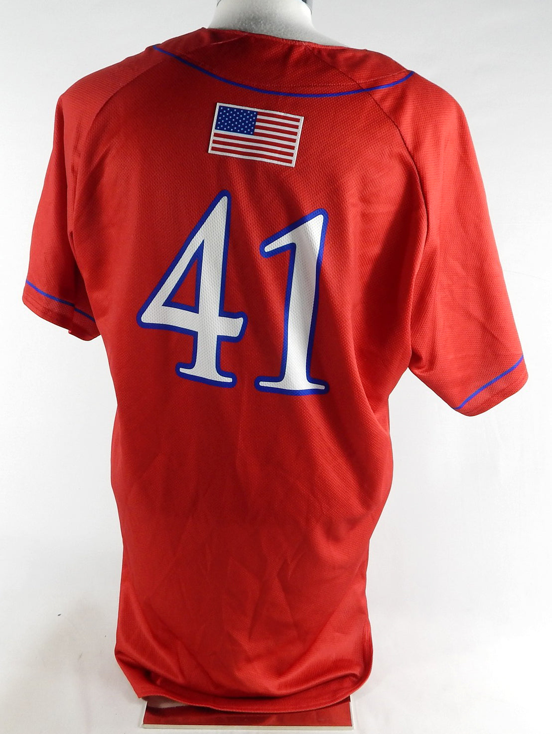 Kansas Jayhawks #41 Game Issued Red Jersey Baseball 42 950 Pic2