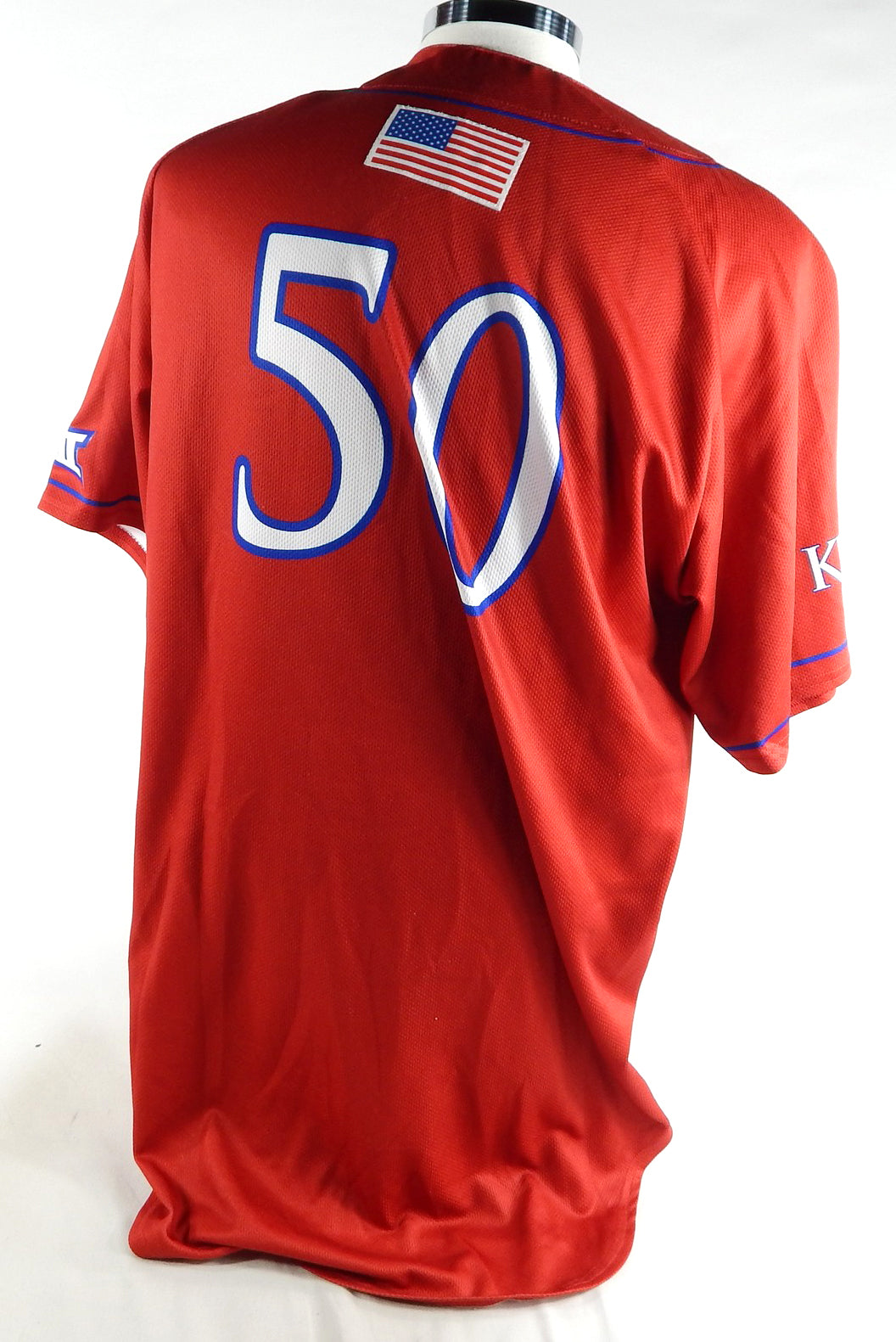 Kansas Jayhawks #50 Game Issued Red Jersey Baseball 46 951 Pic2