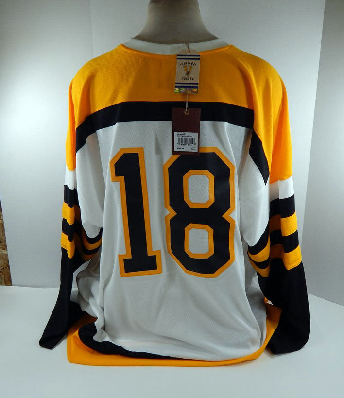 Men Boston Bruins Willie O'Ree #18 White Jersey Blue Line Mitchell Nes NWT 5XL 2 Pic2