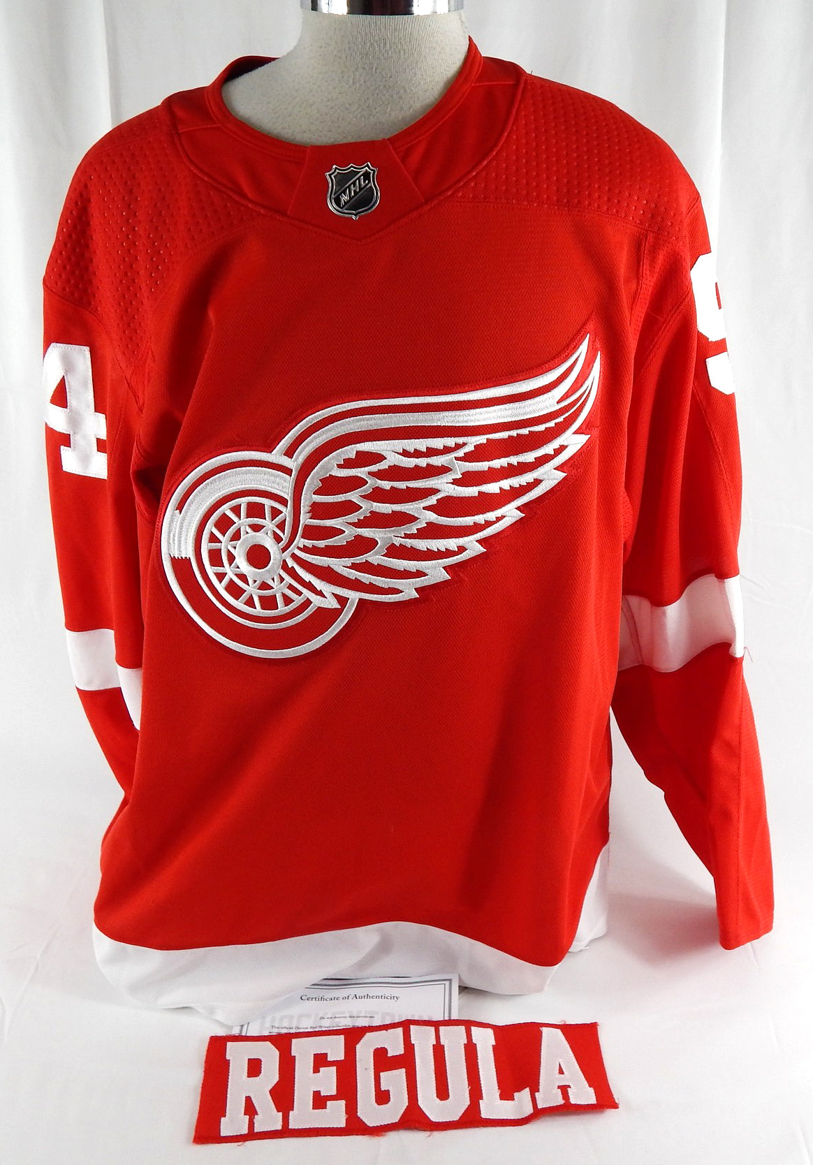 2017-23 Detroit Red Wings Martin Alec Regula #94 Game Used Red Jersey 56 102