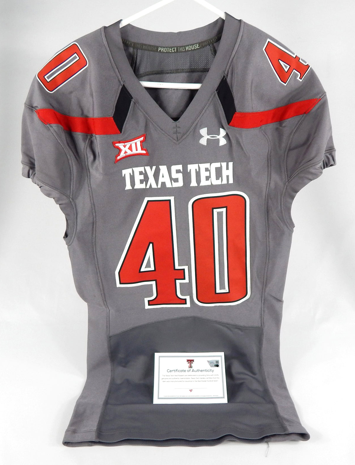 2014 Texas Tech Red Raiders #40 Game Issued Pos Used Grey Jersey NP R 46 DP69179