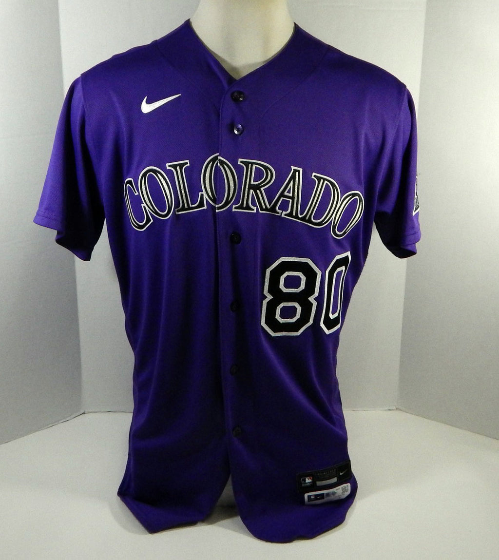 2020 Colorado Rockies Ryan Rolison #80 Game Issued Pos Used Purple Jersey 46 458 Pic2