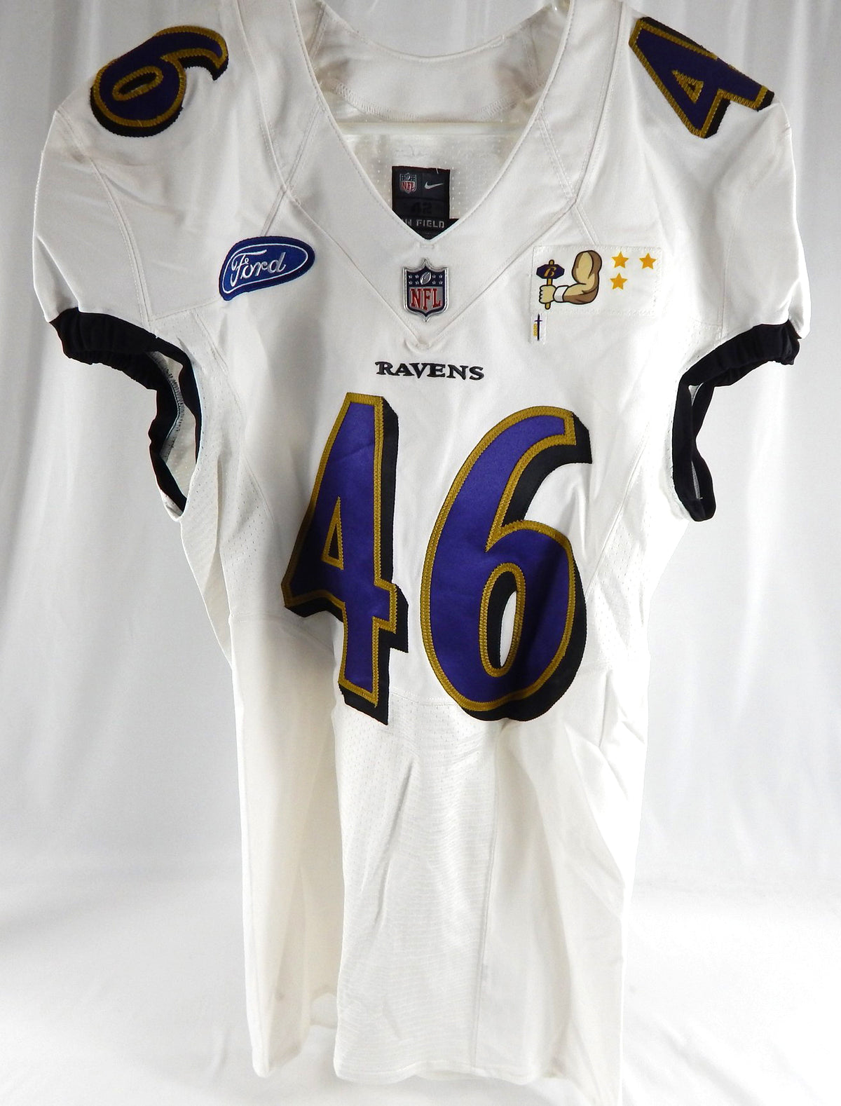 2016 Baltimore Ravens #46 Game Used White Practice Jersey  Badge Honour P 7
