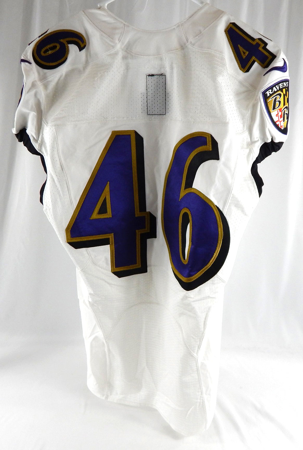 2016 Baltimore Ravens #46 Game Used White Practice Jersey  Badge Honour P 7 Pic2