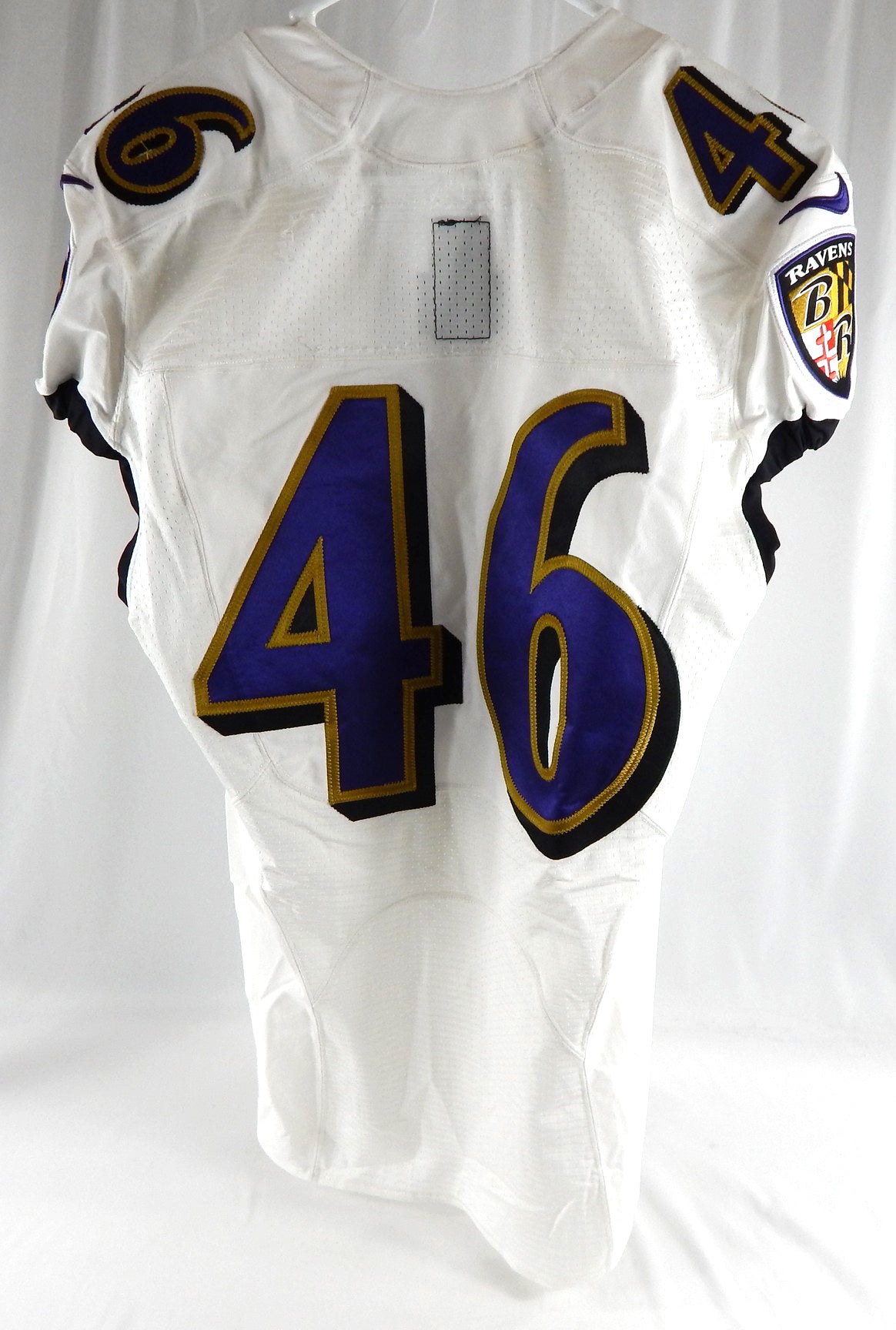 2016 Baltimore Ravens #46 Game Used White Practice Jersey  Badge Honour P 7 Pic2