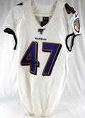 2019 Baltimore Ravens Logan Payne #47 Game Used White Jersey 100th Patch 40 719