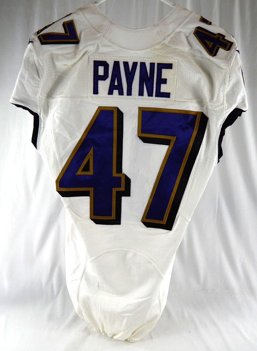 2019 Baltimore Ravens Logan Payne #47 Game Used White Jersey 100th Patch 40 719 Pic2