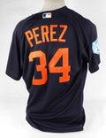 2019 Detroit Tigers Hernan Perez #34 Game Issued Pos Used Blue Jersey ST BP 8