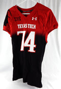 2014 Texas Tech Red Raiders #74 Game Used Red Jersey Football NP Rem 50 116